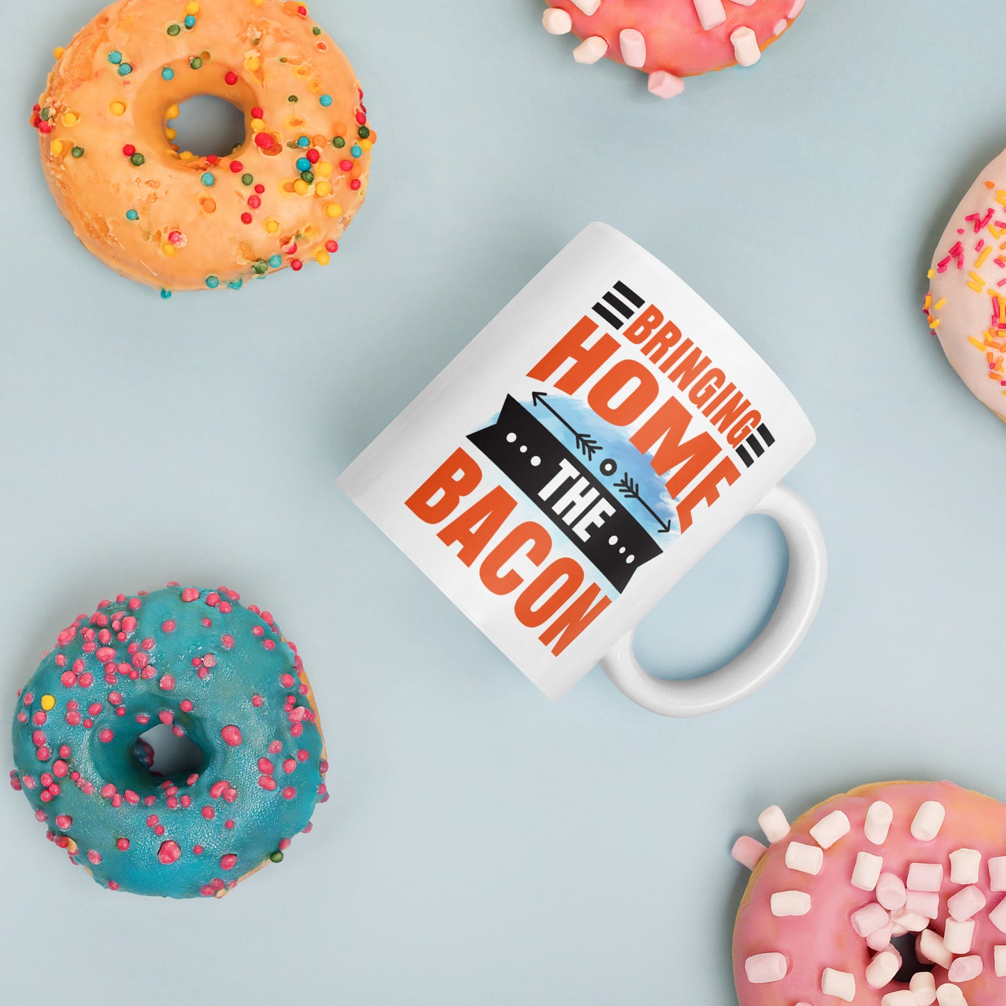 "Bringing Home The Bacon!" White glossy mug