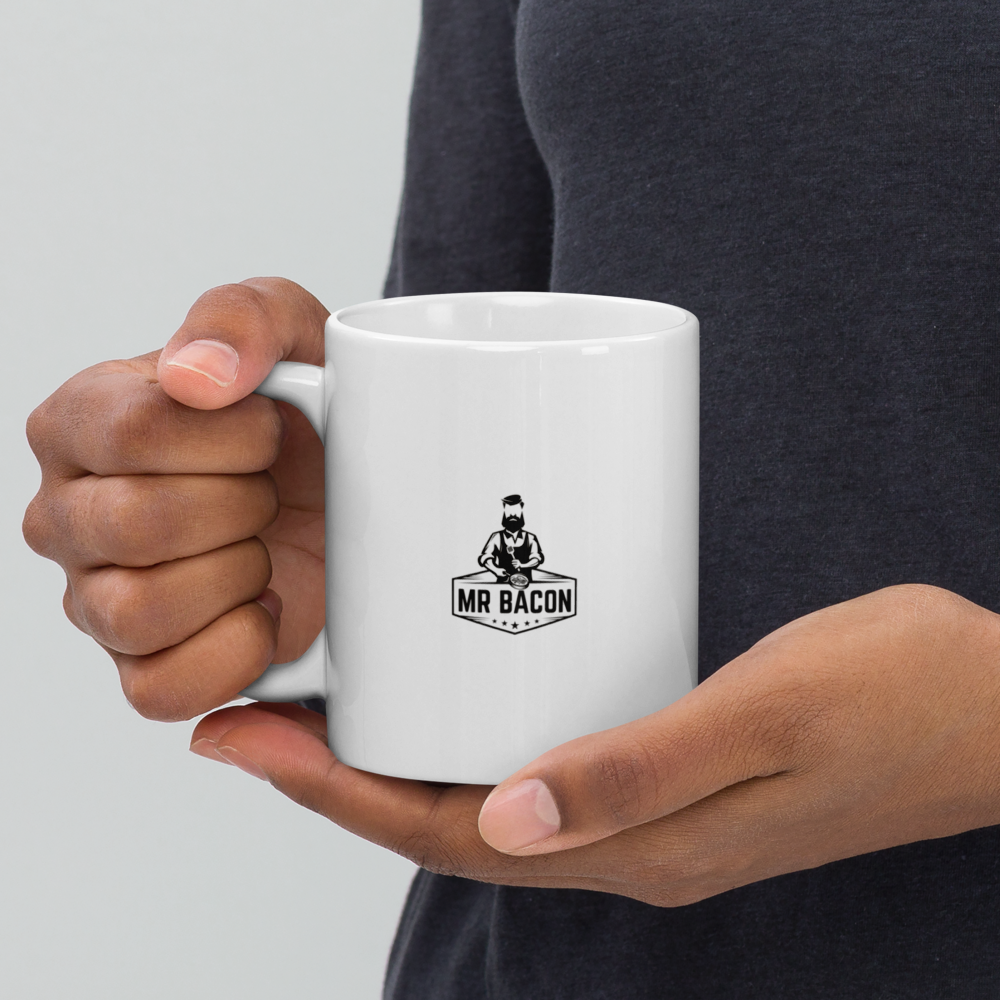 "Sizzle, Fry, Repeat" White glossy mug